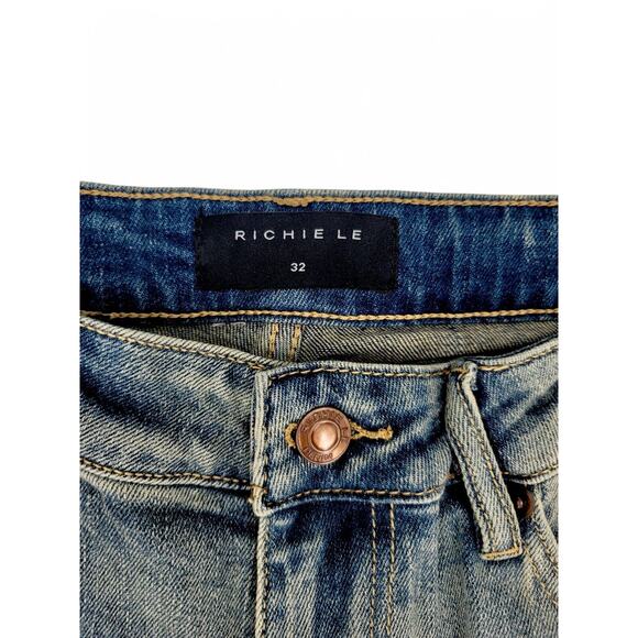 Richie Le Mens Straight Leg Stretch Denim Jeans RLC-114 Vintage Wash Distressed‎ - Picture 4 of 6